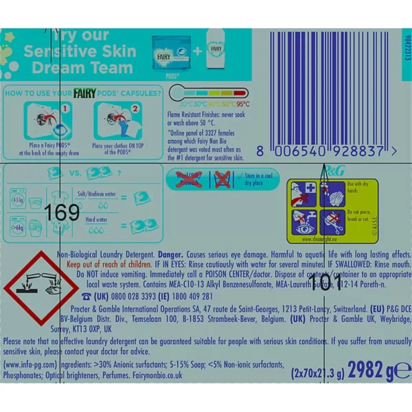 Fairy Non Bio Pods, 140 Wash