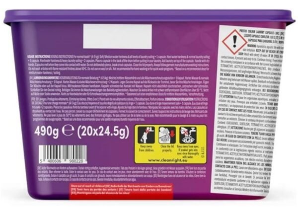 Colour Laundry Capsules 3-in-1, Fresh Scent, concentrated, 80 Count (4 Packs of 20)