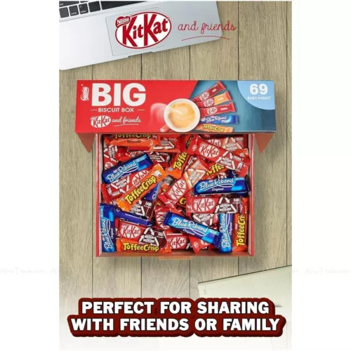 Nestlé Kitkat and Friends Big Biscuit Box | 69 x Chocolate Biscuit Bars – KitKat. Blue Riband. Toffee Crisp | Bulk Chocolate Box 1.357kg