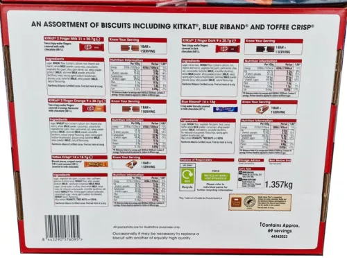 Nestlé Kitkat and Friends Big Biscuit Box | 69 x Chocolate Biscuit Bars – KitKat. Blue Riband. Toffee Crisp | Bulk Chocolate Box 1.357kg