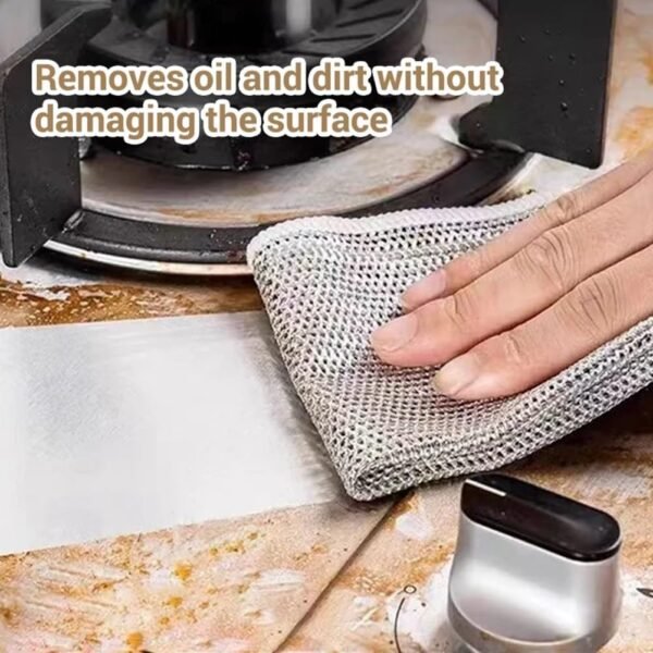 Non-Scratch Wire Cleaning Cloths 10 Pack Multipurpose Wire Dishcloths Double Layer Reusable Cleaning Rags Wire Dishwashing Rags for Wet and Dry Wire Dish Towels for Kitchen, Sinks, Pots, Pans