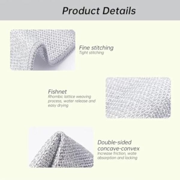 Non-Scratch Wire Cleaning Cloths 10 Pack Multipurpose Wire Dishcloths Double Layer Reusable Cleaning Rags Wire Dishwashing Rags for Wet and Dry Wire Dish Towels for Kitchen, Sinks, Pots, Pans