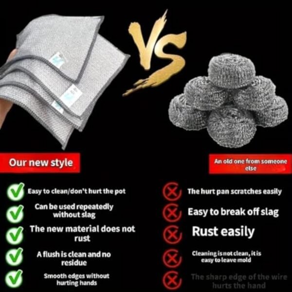 Non-Scratch Wire Cleaning Cloths 10 Pack Multipurpose Wire Dishcloths Double Layer Reusable Cleaning Rags Wire Dishwashing Rags for Wet and Dry Wire Dish Towels for Kitchen, Sinks, Pots, Pans