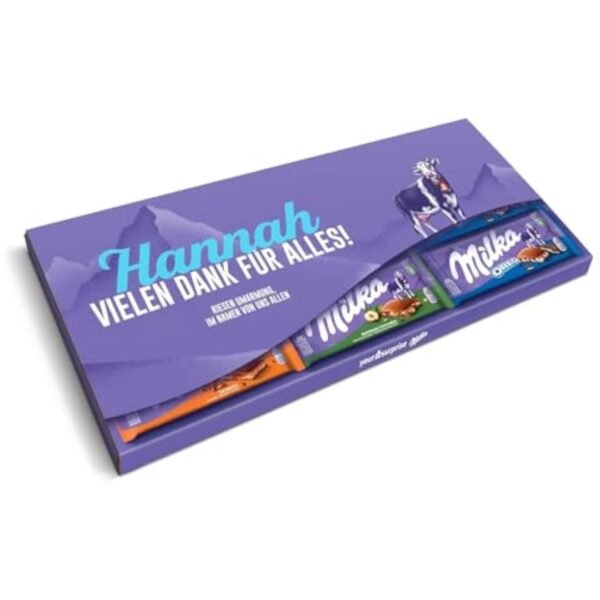 Chocolate XXL Milka Personalizado - Regalo para la Pascua con Nombre y Mensaje, incluye barras de chocolate Milka (6 Tabletas)
