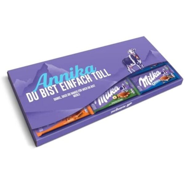 Chocolate XXL Milka Personalizado - Regalo para la Pascua con Nombre y Mensaje, incluye barras de chocolate Milka (6 Tabletas)